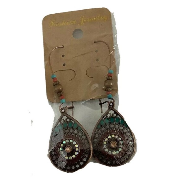 Bohemian Water Drop Dangle Earrings Colorful Beaded Boho Fashion Jewelry - Picture 1 of 3